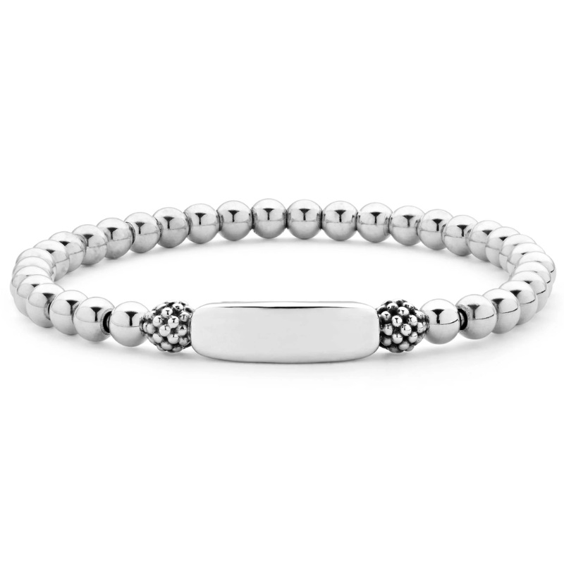 SS Signature Caviar ID Station 5mm Stretch Bracelet Size 7
