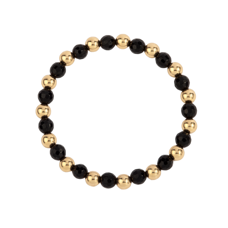Black Agate & 14kt Gold Filled Harmony Gemstone Bead Bracelet
