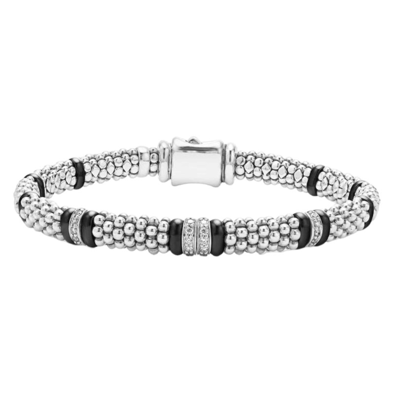 LAGOS Black Caviar Four Station Diamond Caviar Bracelet