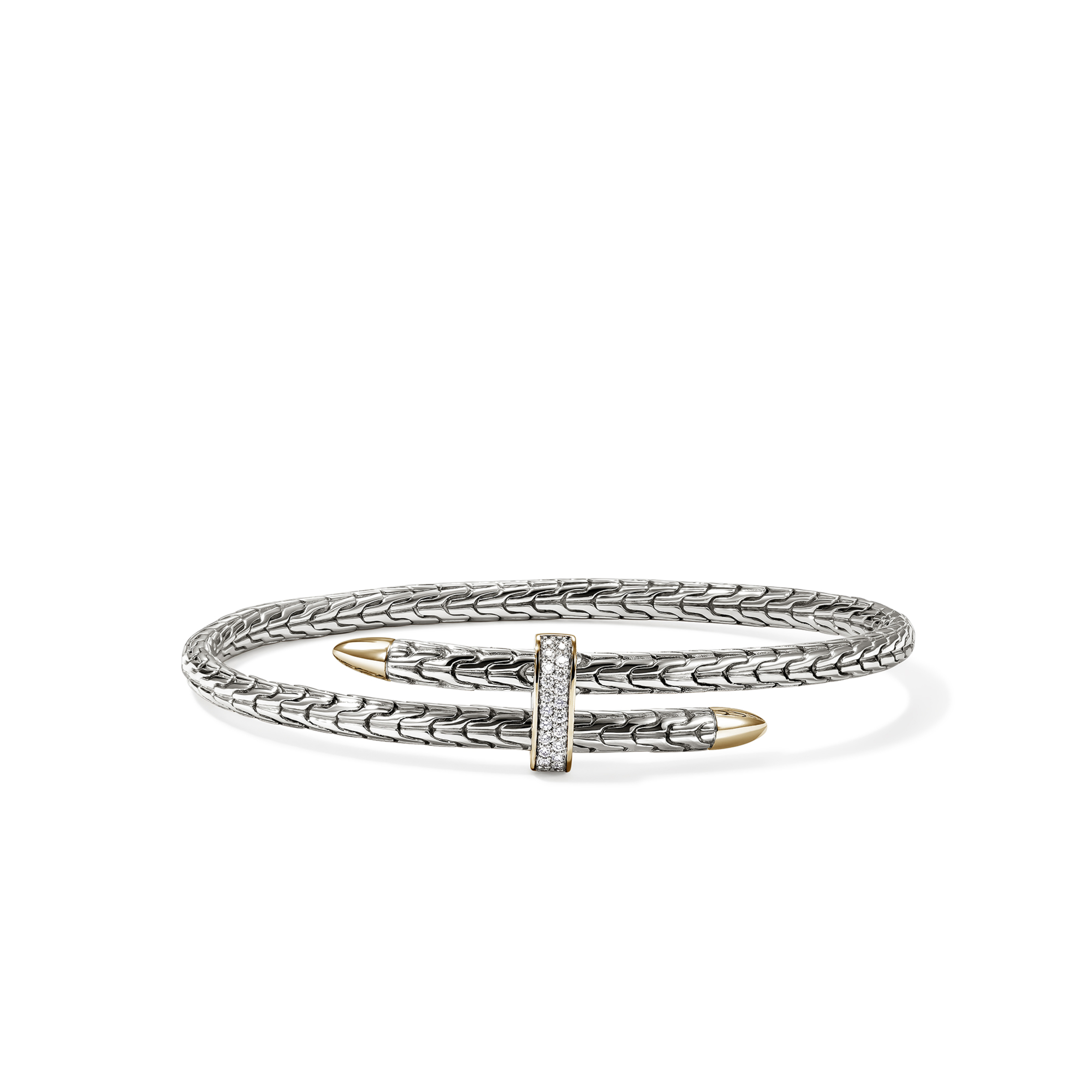 JOHN HARDY Spear Bypass Diamond Flex Cuff Bracelet