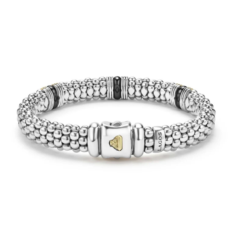 LAGOS Black Caviar 3 Fluted Station Bracelet