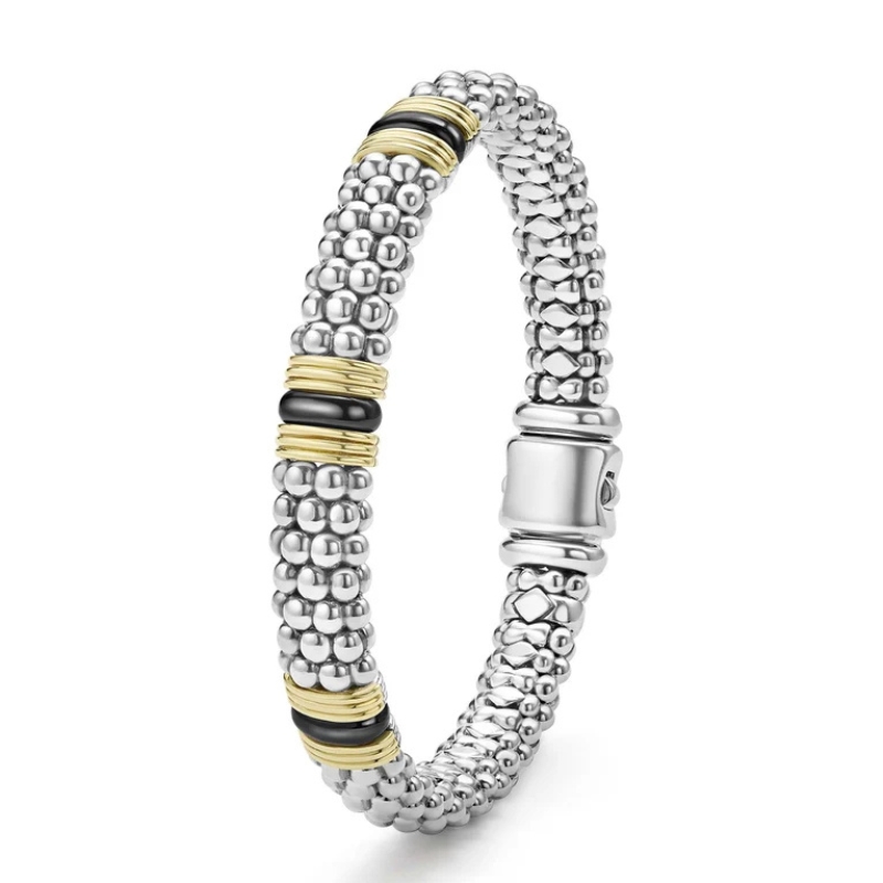 LAGOS Black Caviar 3 Fluted Station Bracelet