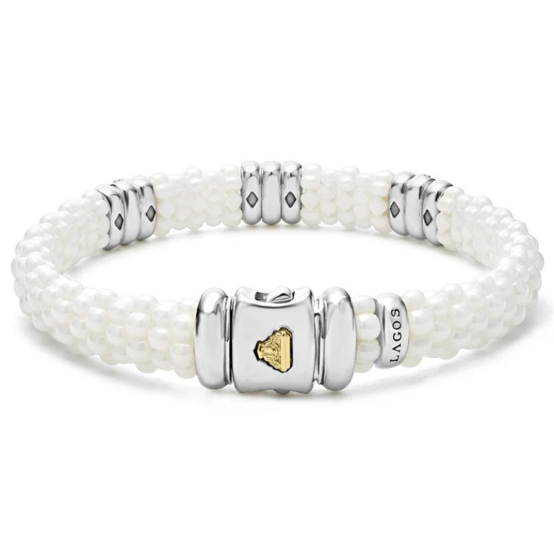 LAGOS White Caviar Three Station Ceramic Diamond Bracelet