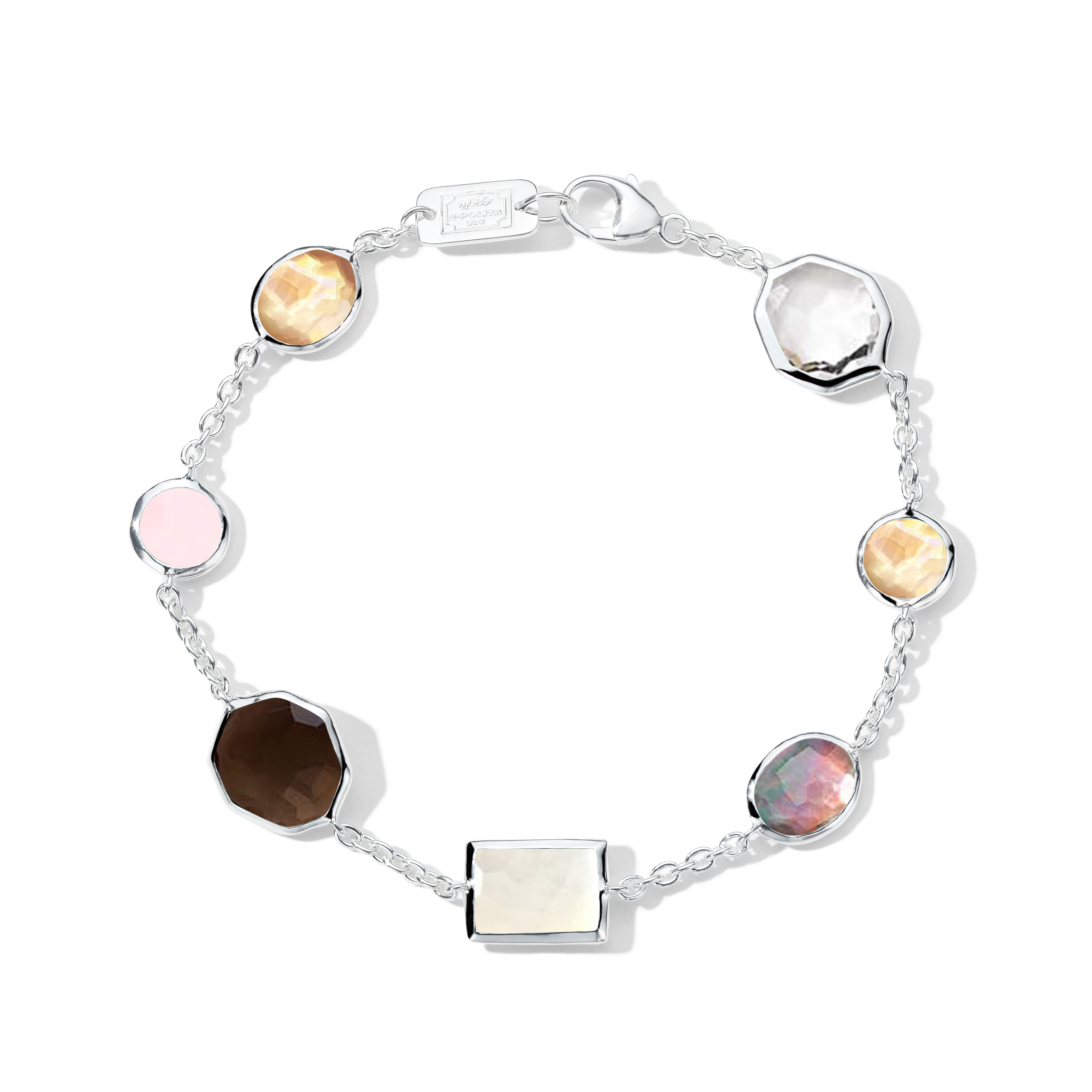 925 Rock Candy Mixed-Cut Station Bracelet in Roseta 7.5