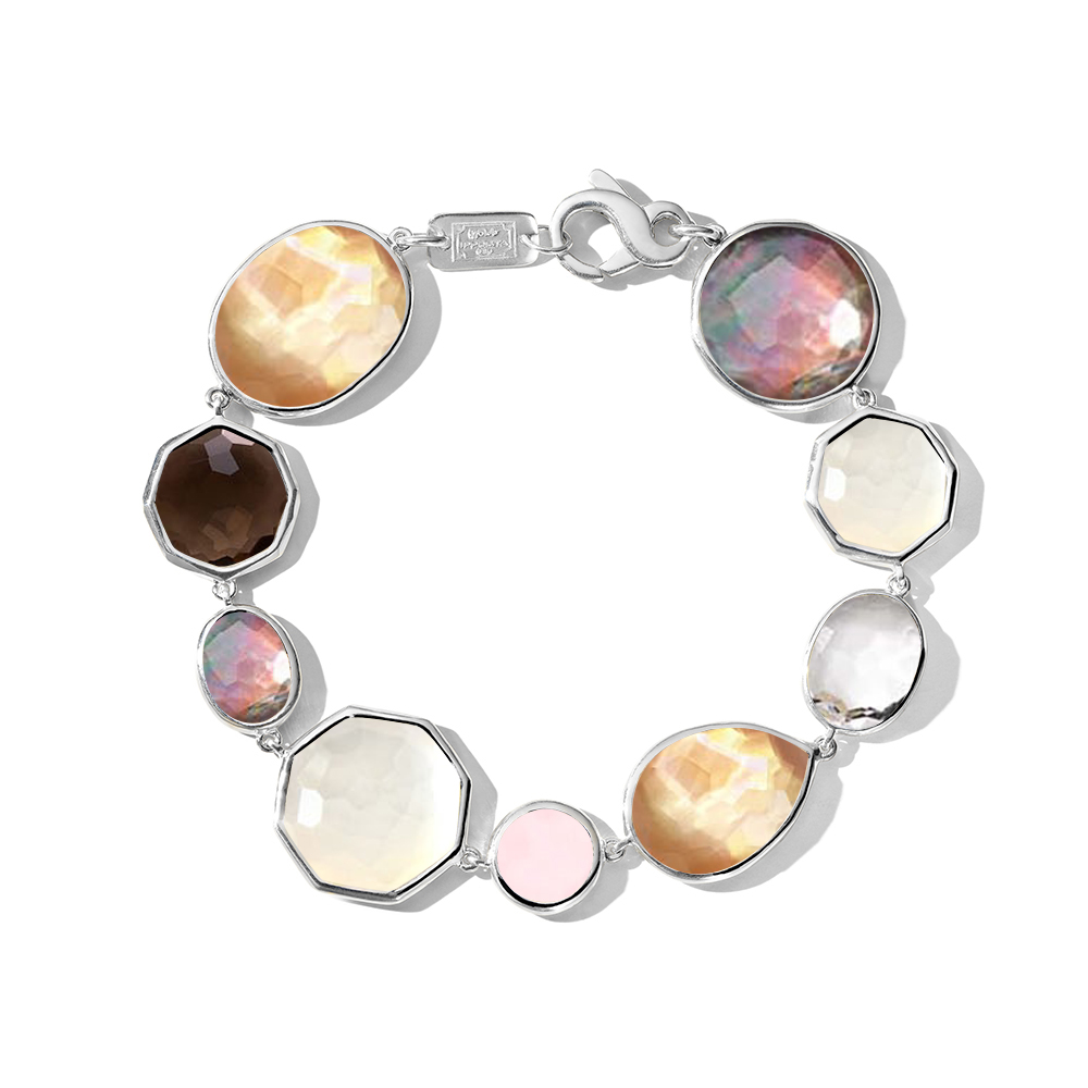 925 Rock Candy Large Stone Row Flexible Bracelet in Roseta