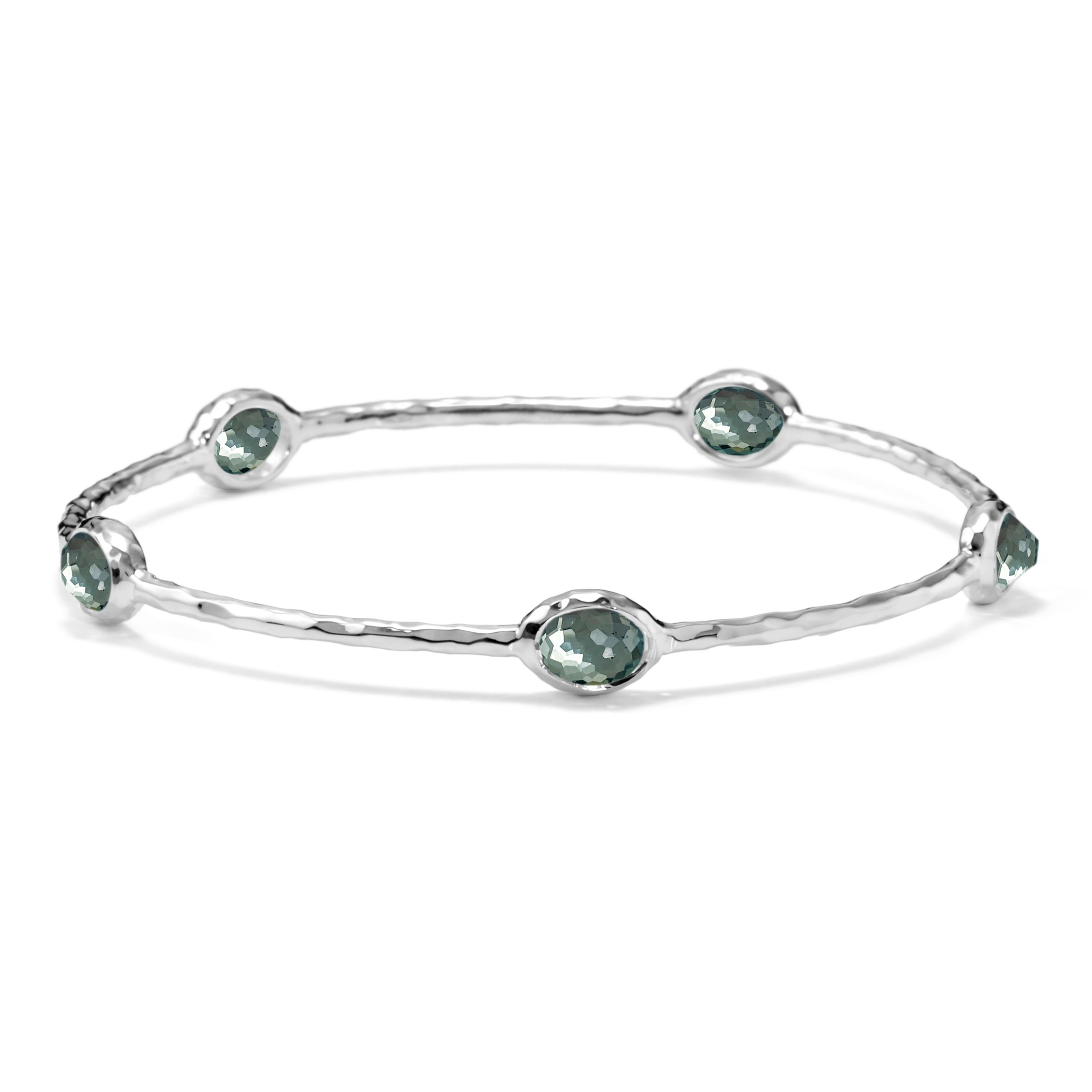 925 Rock Candy 5-Stone Bangle in Blue Topaz and Pyrite Doublet