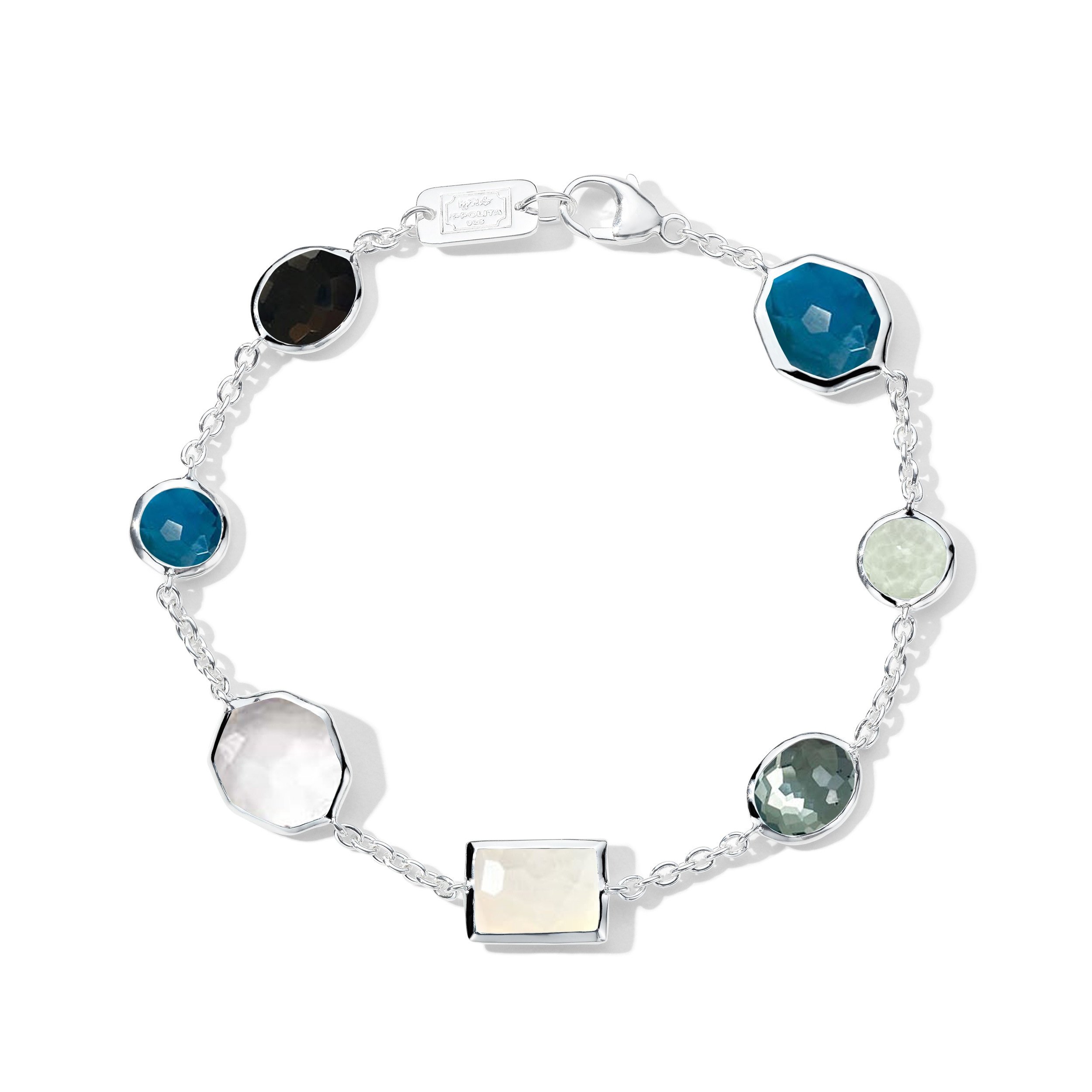 925 Rock Candy Mixed-Cut Station Bracelet in Antico 7.5