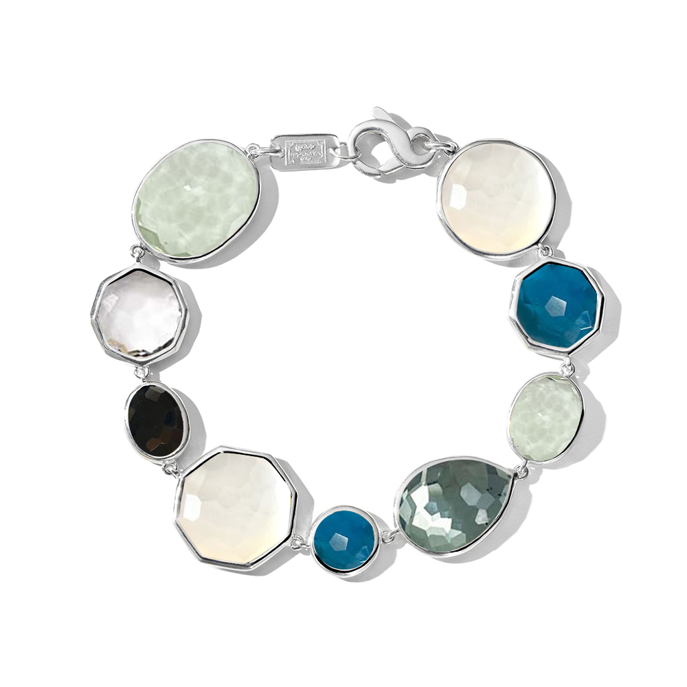 925 Rock Candy Large Stone Row Flexible Bracelet in Antico