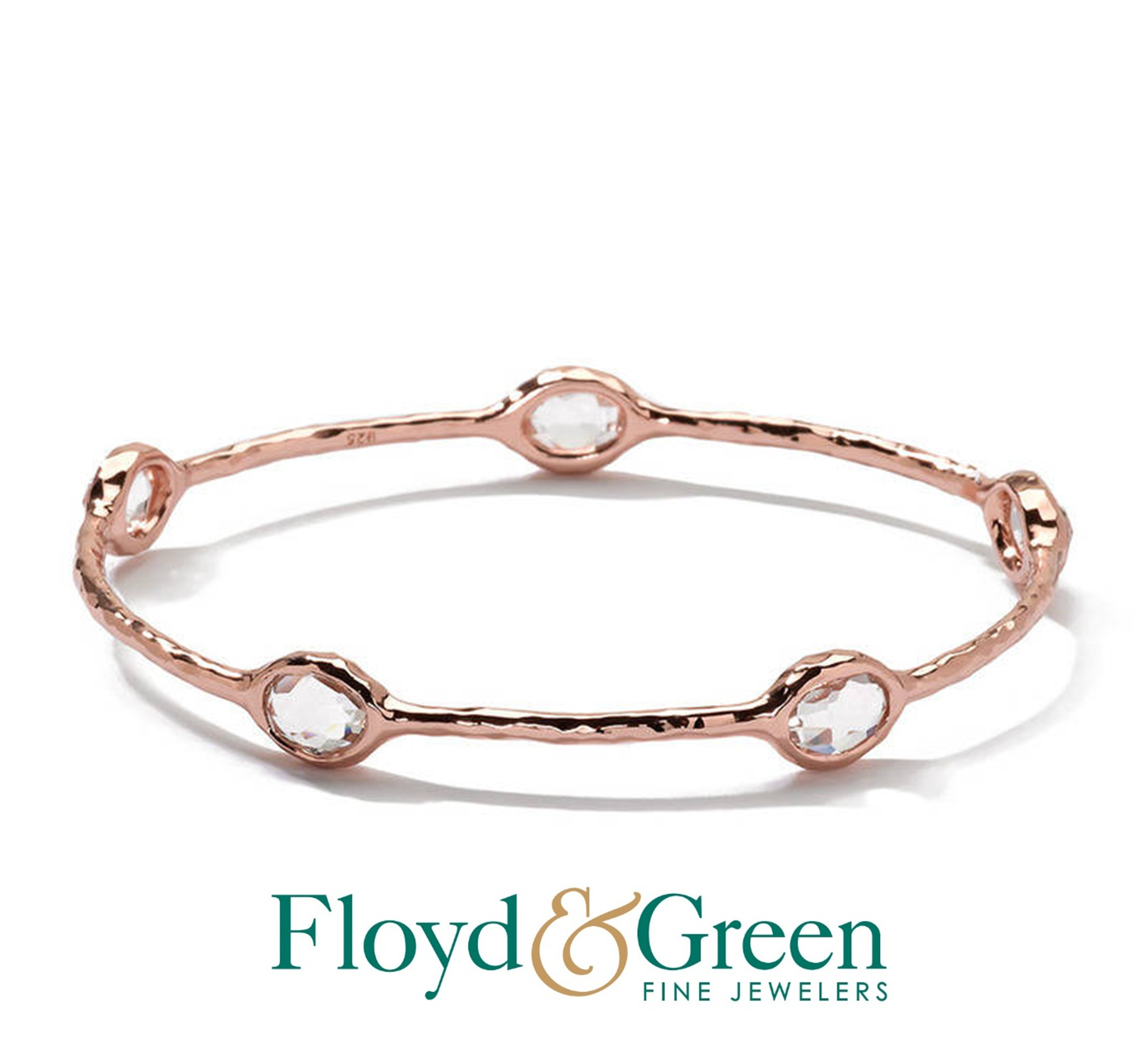 Ippolita Sterling Silver Rose 5-Stone Hammered Bangle
