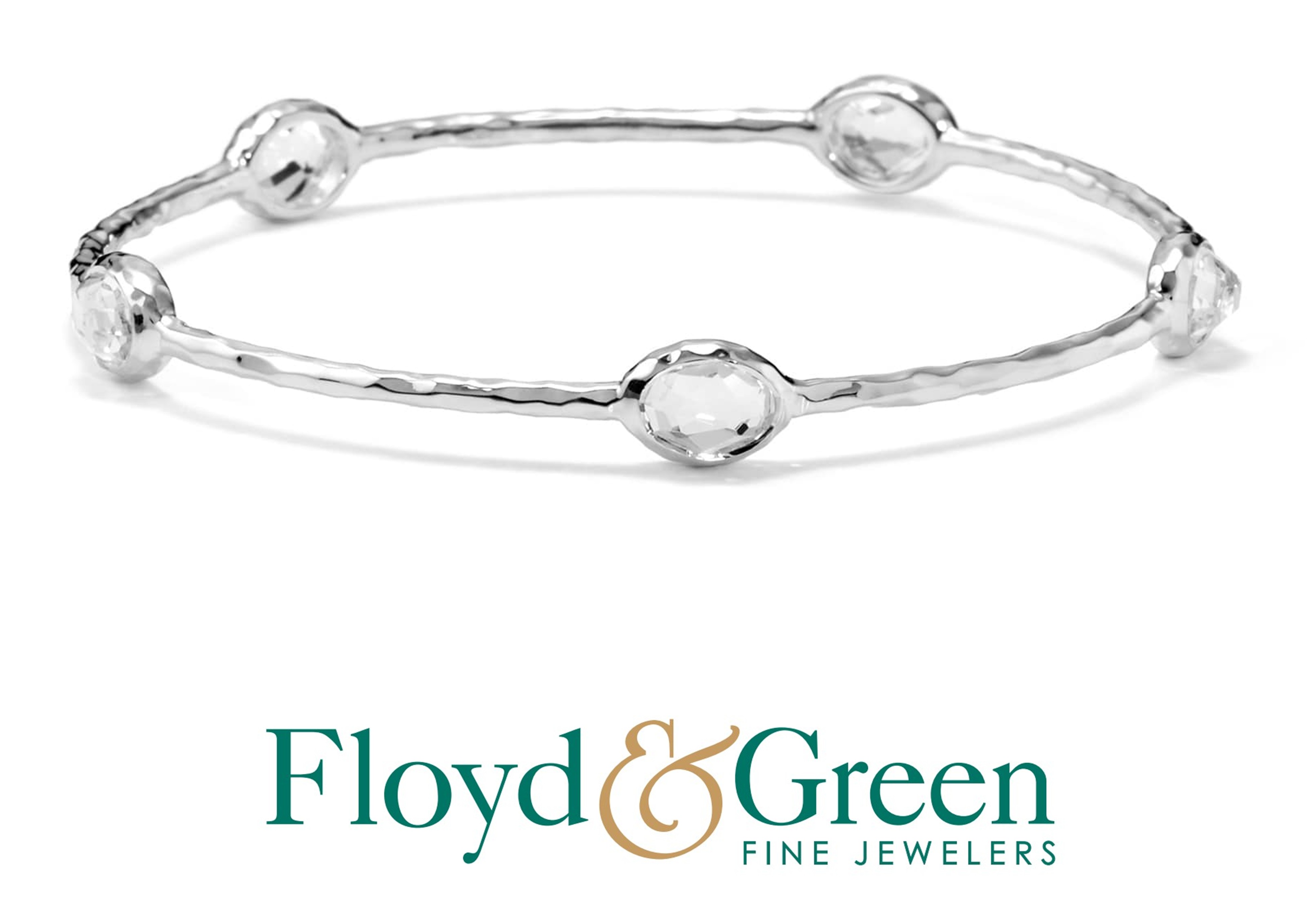Ippolita Sterling Silver Rock Candy 5 Stone Bangle In Clear Quartz