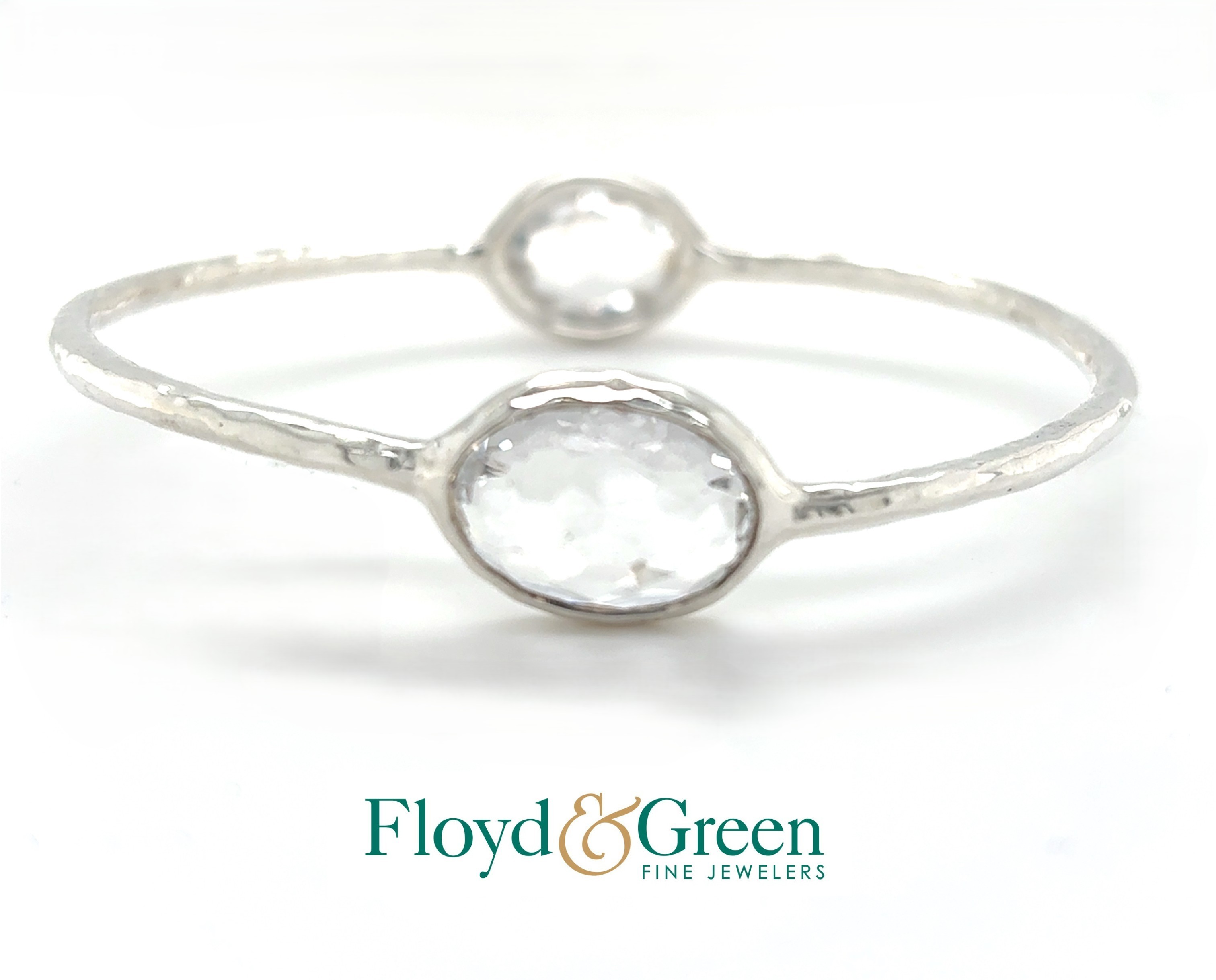 Ippolita Sterling Silver 2 Stone Bangle In Clear Quartz