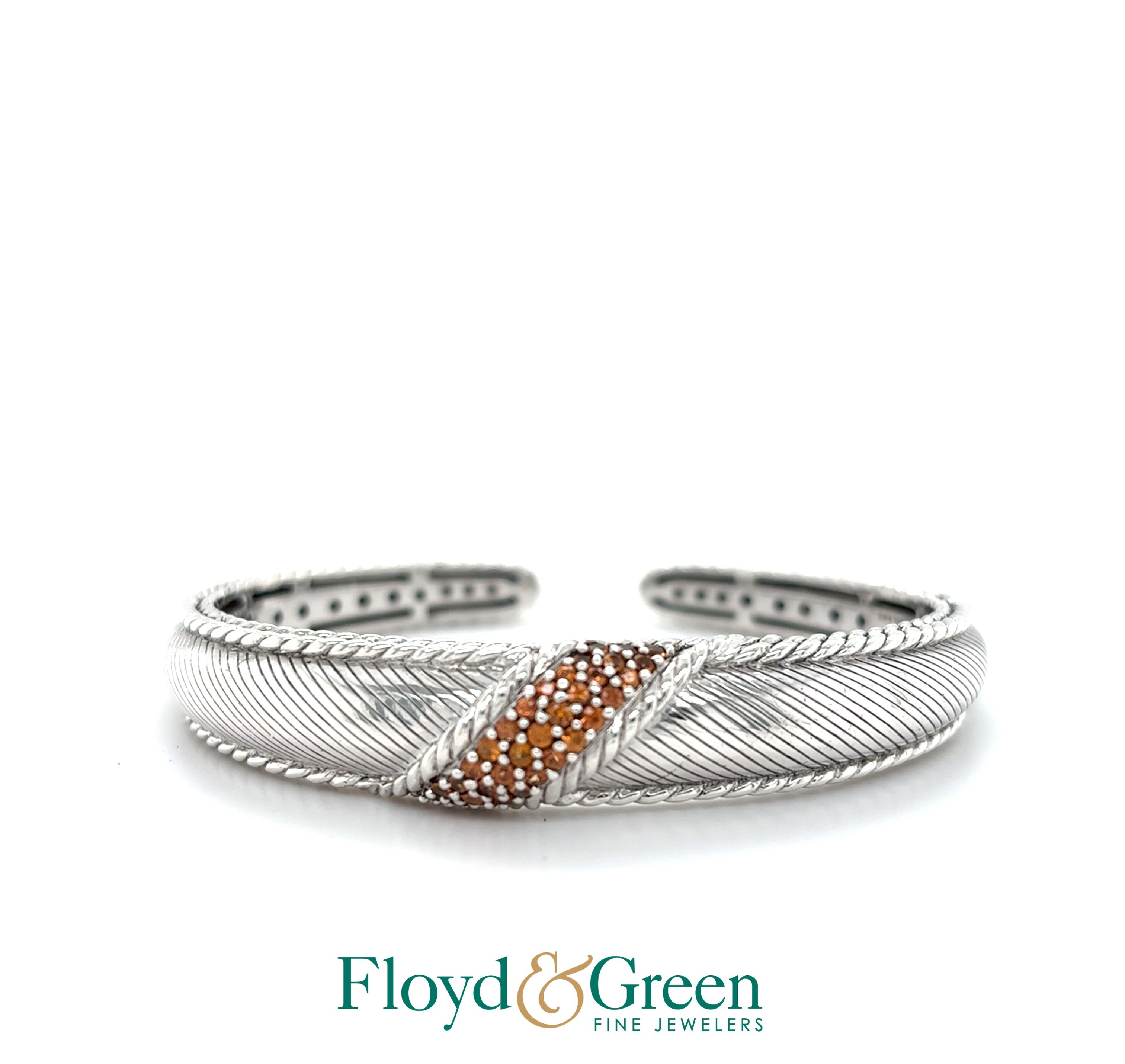 Judith Ripka Sterling Silver Cuff with Citrines, 40.9g