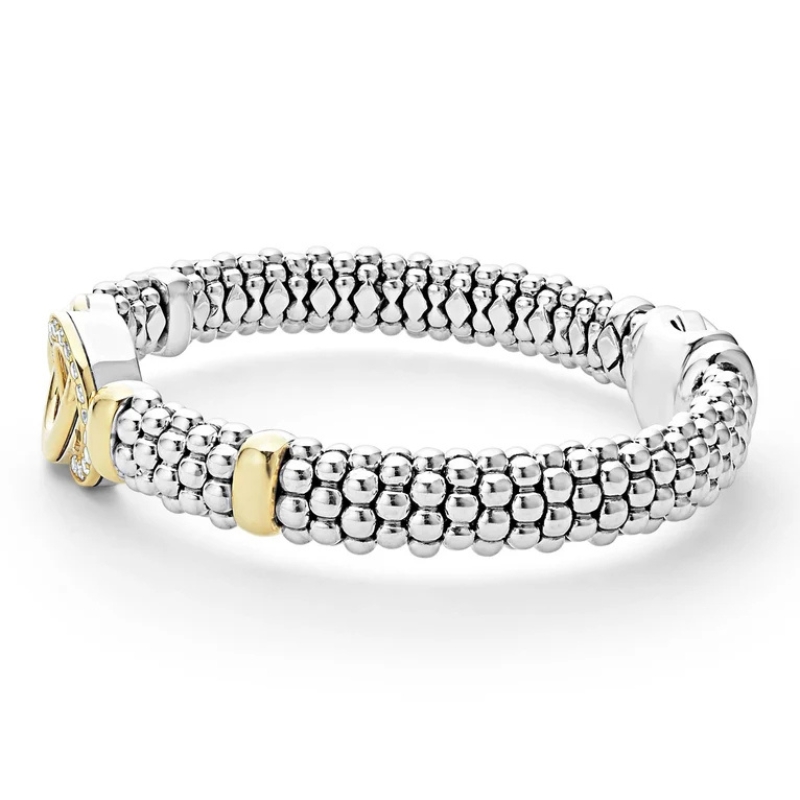 LAGOS Signature Caviar Two-Tone Interlocking Diamond Caviar Bracelet