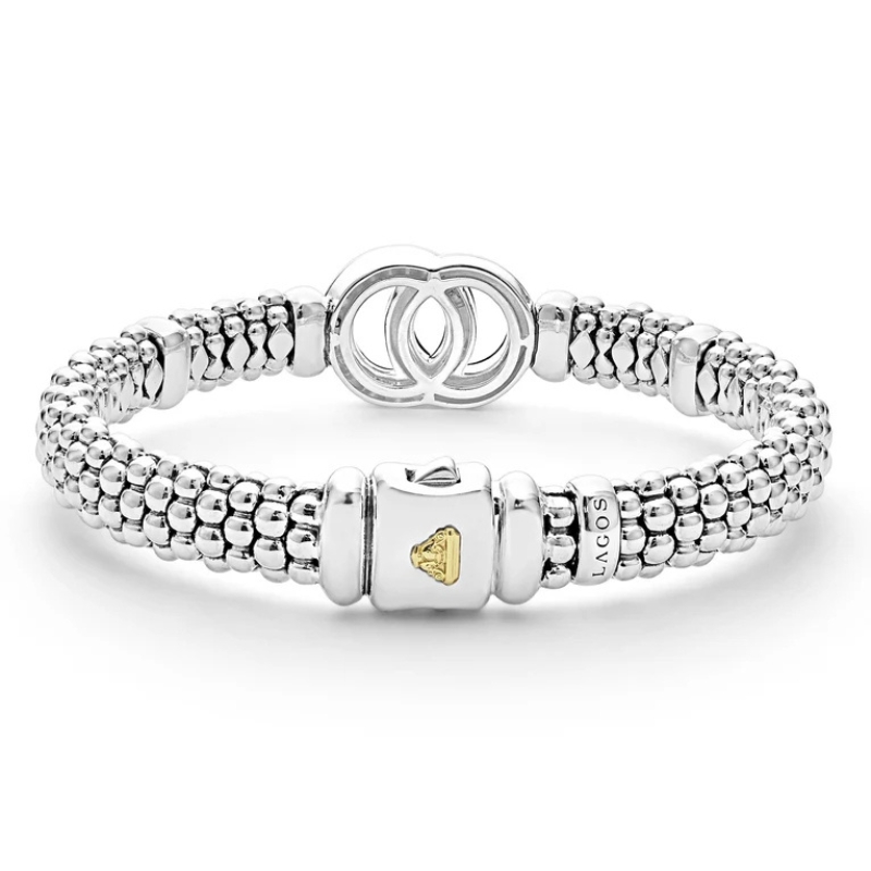 LAGOS Signature Caviar Two-Tone Interlocking Diamond Caviar Bracelet