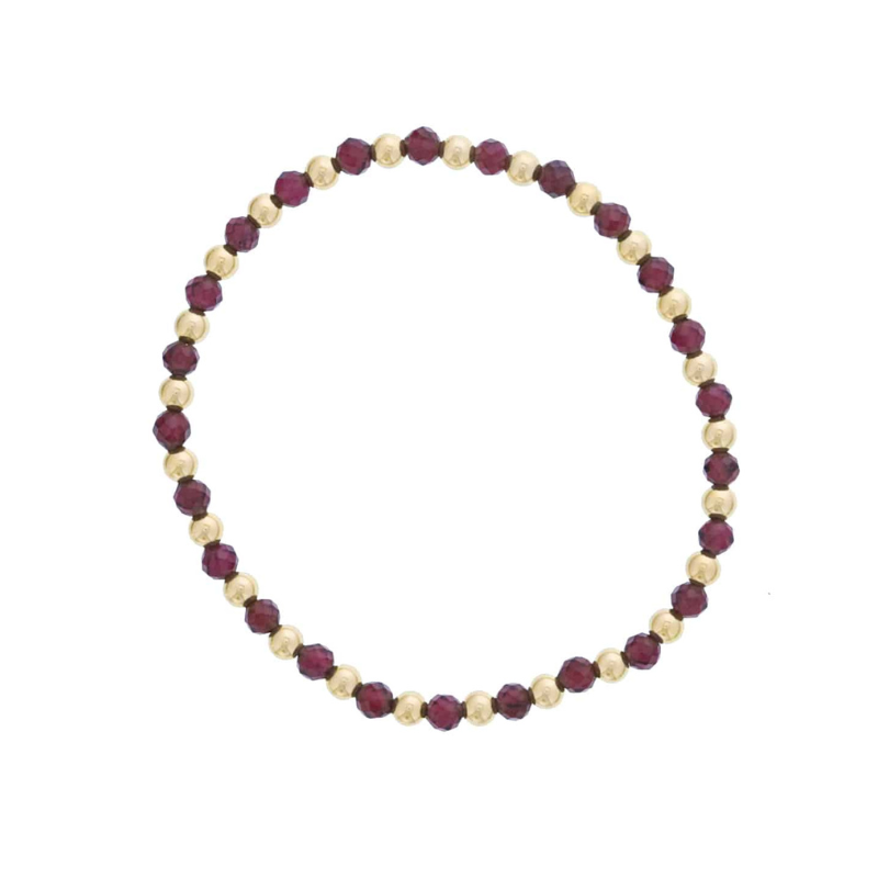 4MM Garnet w/ Alternating Gold Filled Beads Bracelet
