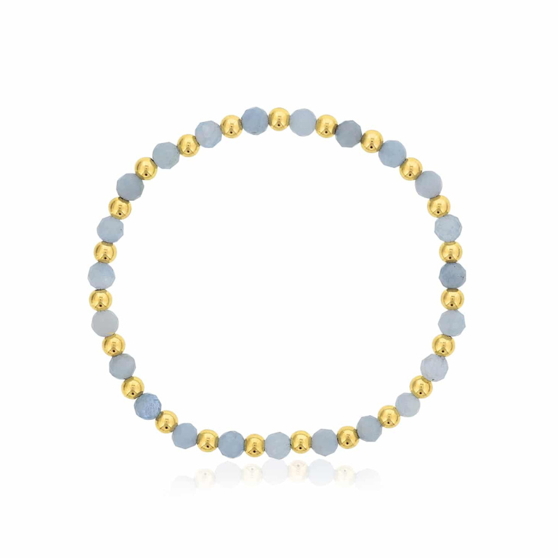 4MM Aquamarine w/ Alternating Gold Filled Beads Bracelet