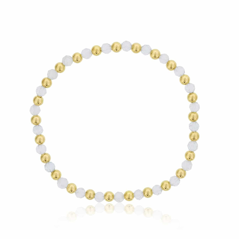 DEE BERKLEY Alternating White Topaz & Gold-Filled Beaded Bracelet