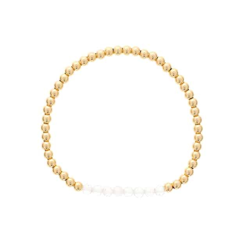 DEE BERKLEY White Topaz Bar Beaded Stretch Bracelet