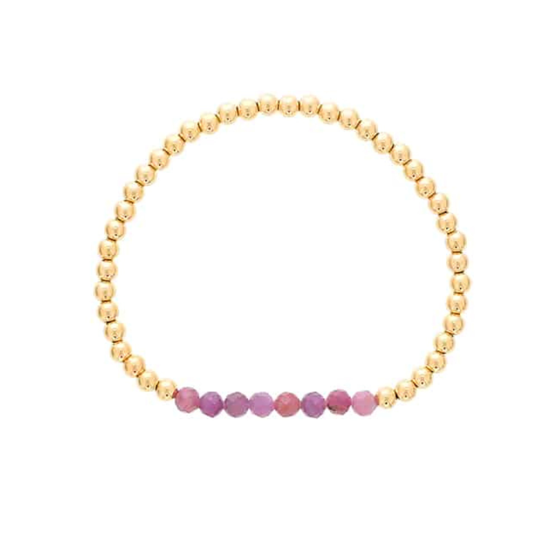 4MM Gold Filled Beads w/ 4MM Faceted Ruby Bar