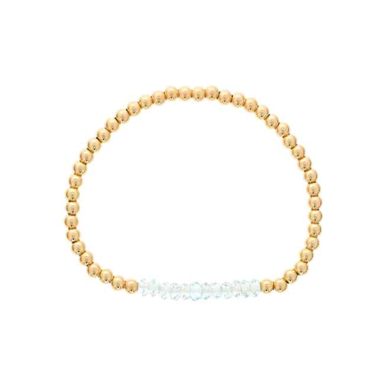 4MM Gold Filled Beads w/ 4MM Faceted Blue Topaz Bar