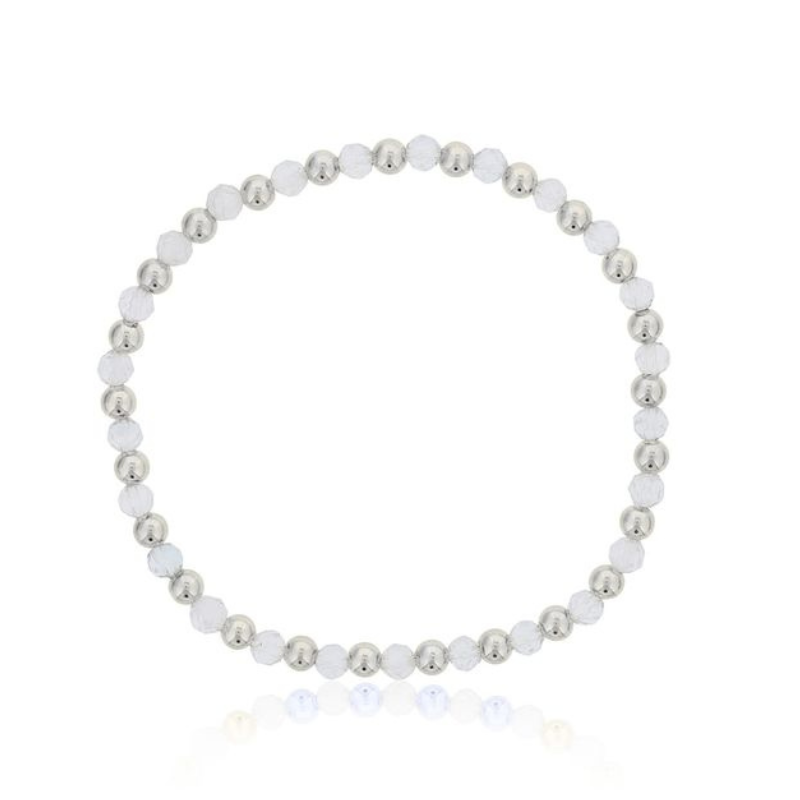 4MM White Topaz w/ Alternating Sterling Silver Beads