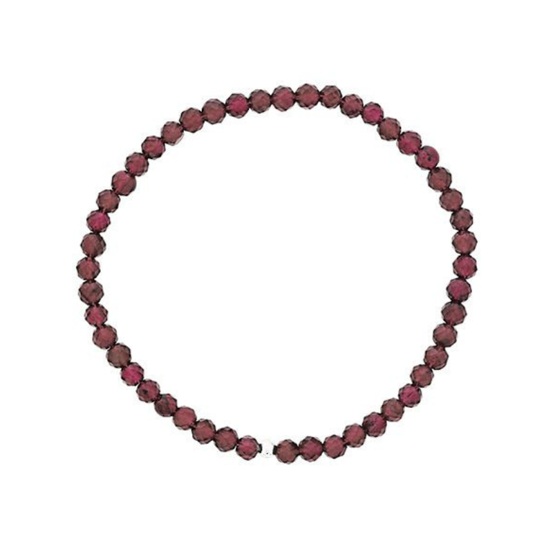 4MM Faceted Garnet Bracelet w/ Sterling Silver Finishing Bead
