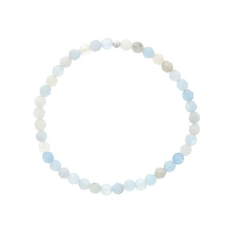 4MM Faceted Aquamarine Bracelet w/ Sterling Silver Finishing Bead
