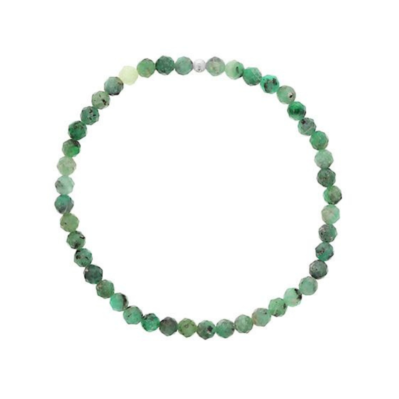 4MM Faceted Emerald Bracelet w/ Sterling Silver Finishing Bead