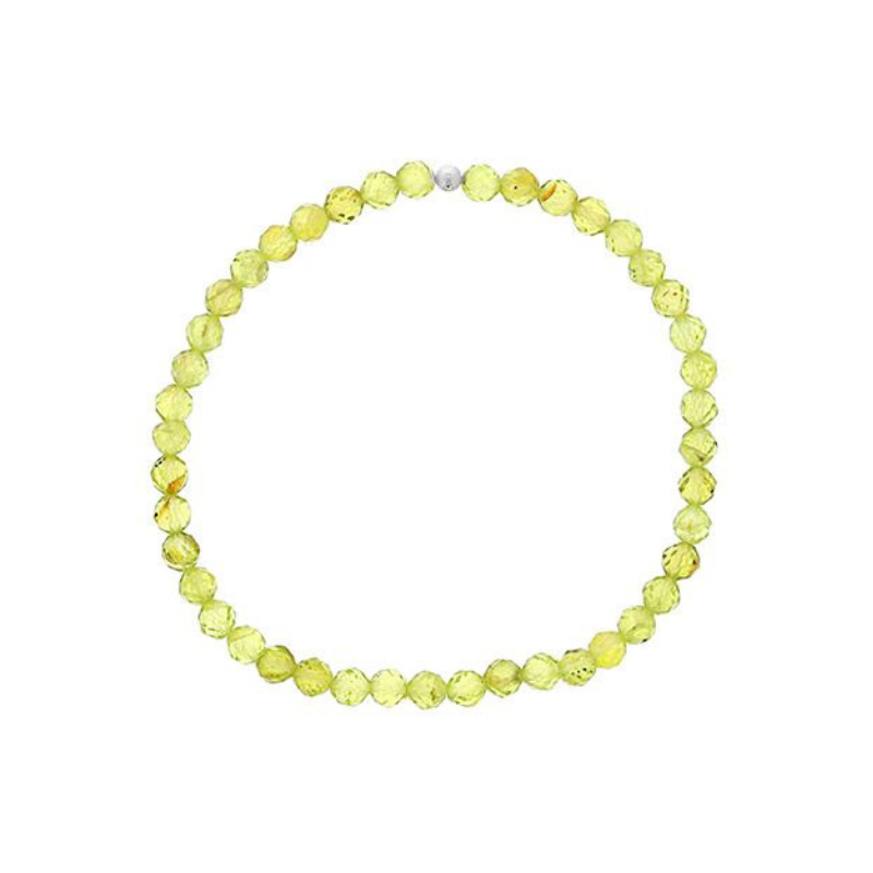 4MM Faceted Peridot Bracelet w/ Sterling Silver Finishing Bead