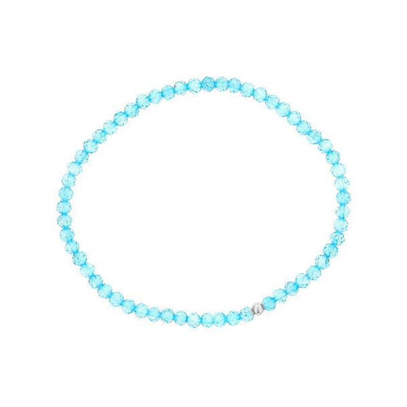 4MM Faceted Blue Topaz Bracelet w/ Sterling Silver Finishing Bead