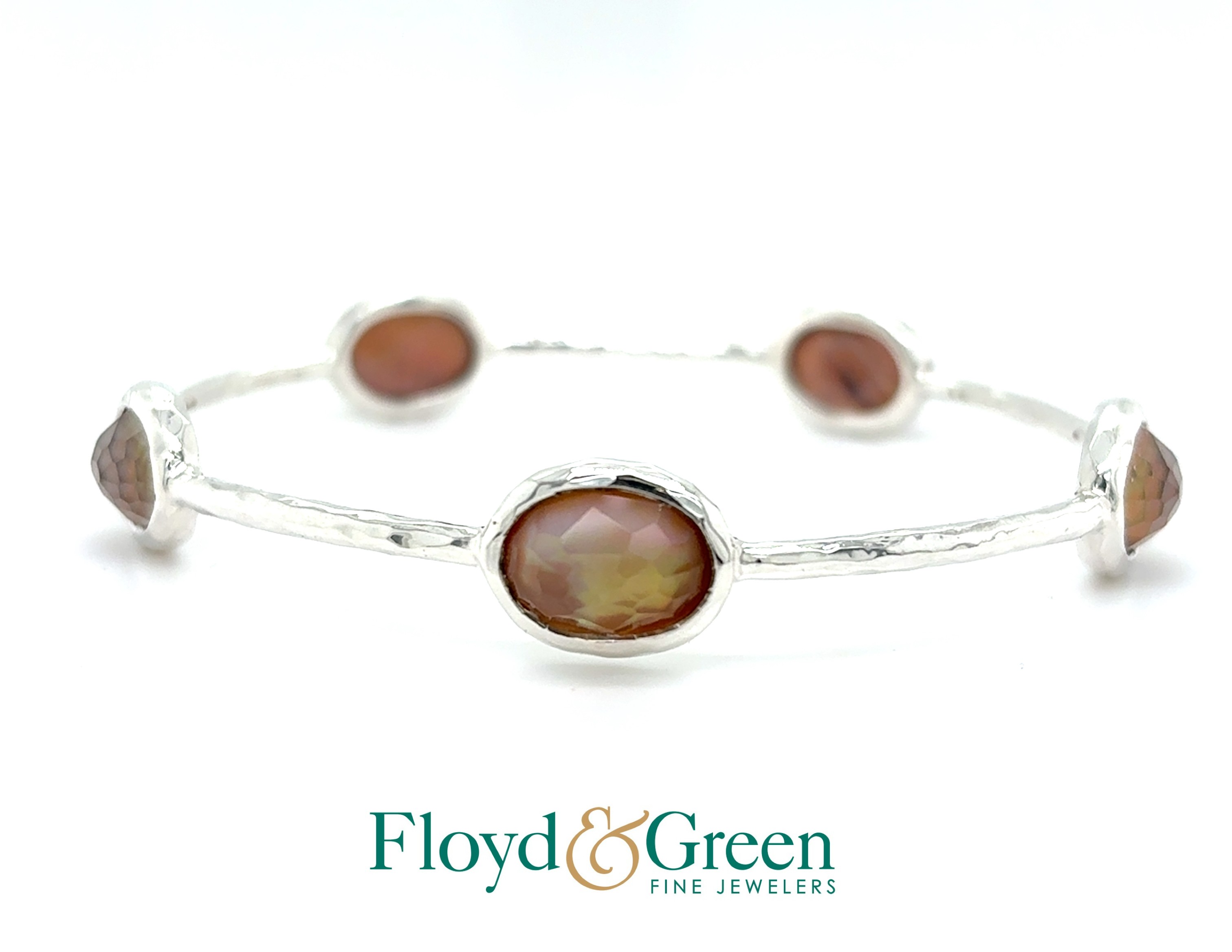 Ippolita Sterling Silver 5-Stone Bangle w/ Brown Shell Doublet