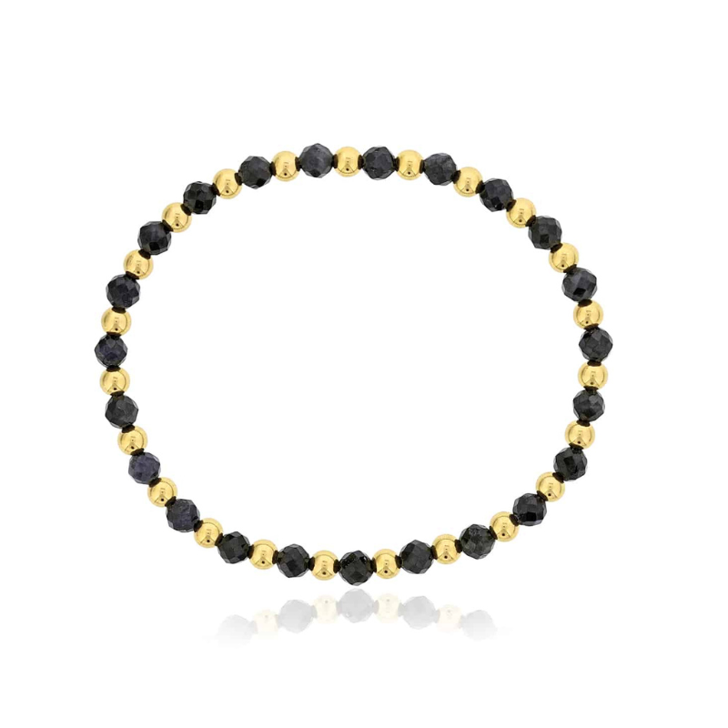 4MM Sapphire w/ Alternating Gold Filled Beads Bracelet