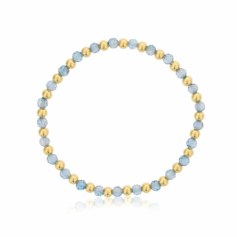 DEE BERKLEY Alternating Blue Topaz & Gold-Filled Beaded Bracelet