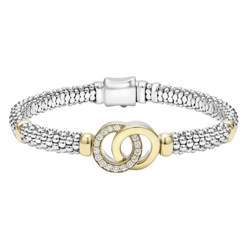 LAGOS Signature Caviar Two-Tone Interlocking Diamond Caviar Bracelet