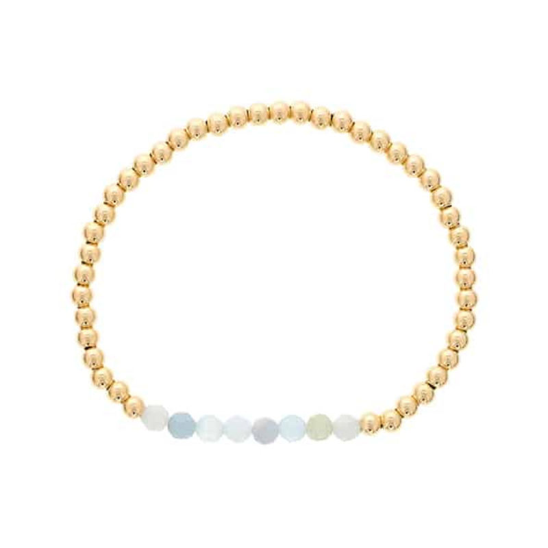 DEE BERKLEY Aquamarine Bar Beaded Stretch Bracelet