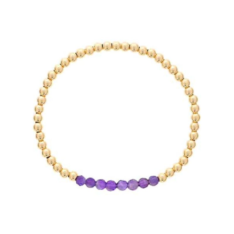 DEE BERKLEY Amethyst Bar Beaded Stretch Bracelet