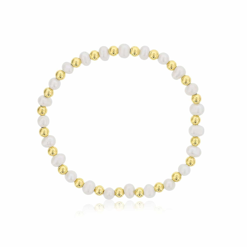 4MM Smooth Pearl w/ Alternating Gold Filled Beads Bracelet