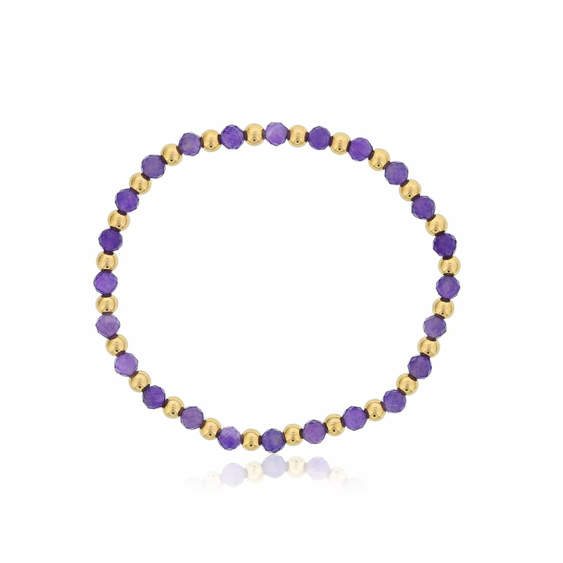 DEE BERKLEY Alternating Amethyst & Gold-Filled Beaded Bracelet