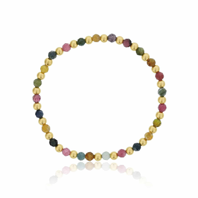 DEE BERKLEY Alternating Tourmaline & Gold-Filled Beaded Bracelet