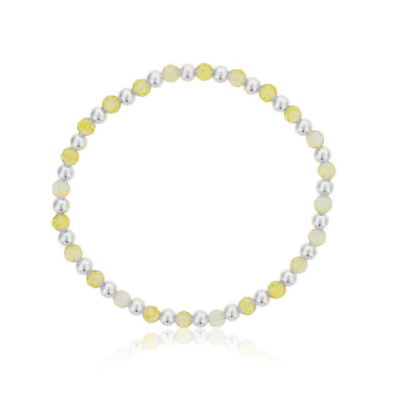 DEE BERKLEY Alternating Citrine & Silver Beaded Bracelet