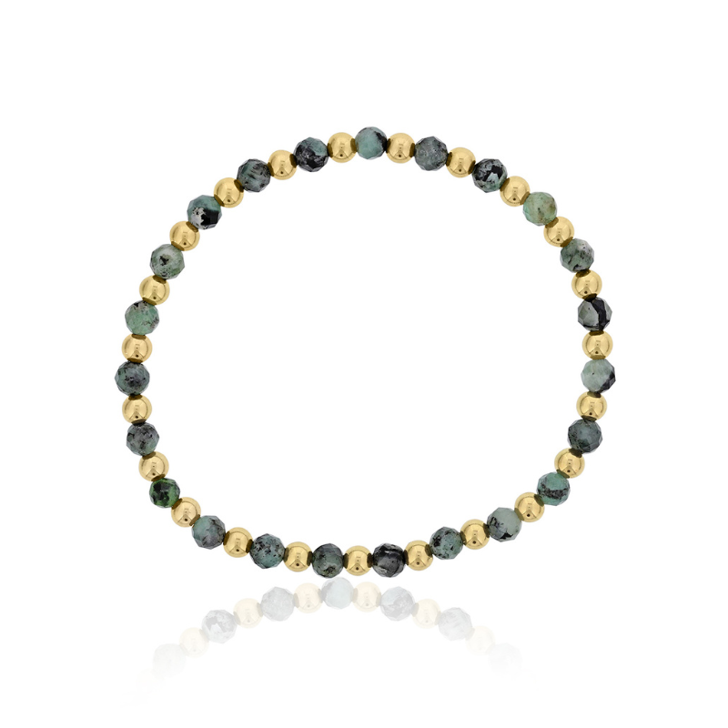 DEE BERKLEY Alternating Emerald & Gold-Filled Beaded Bracelet