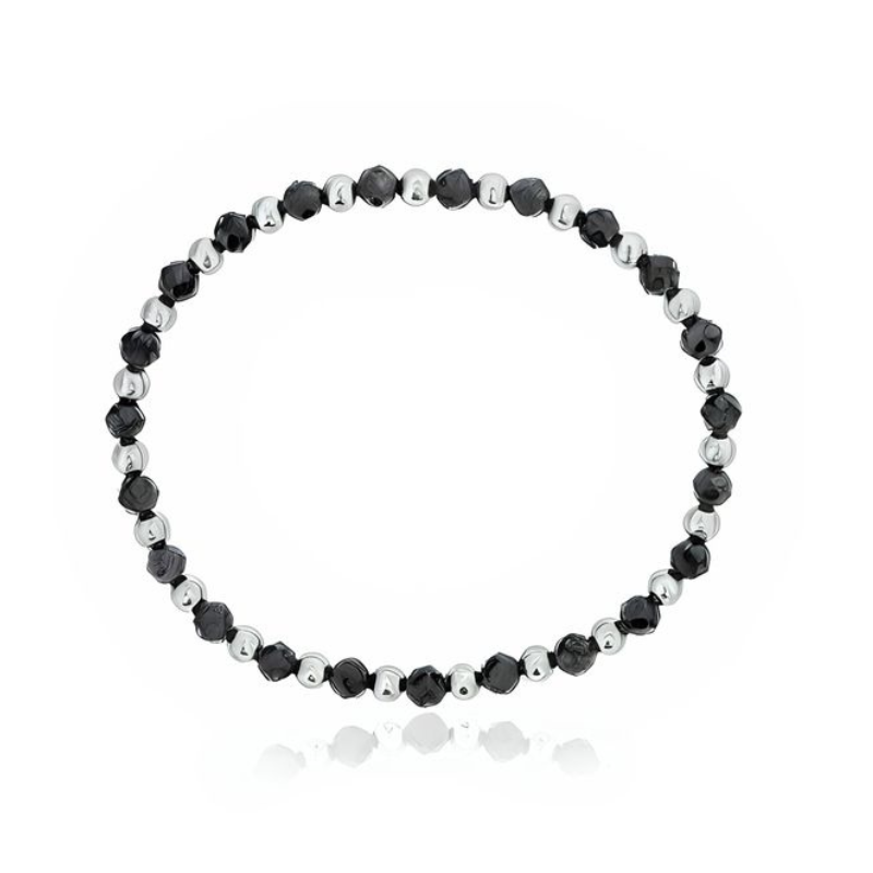 DEE BERKLEY Alternating Sapphire & Silver Beaded Bracelet