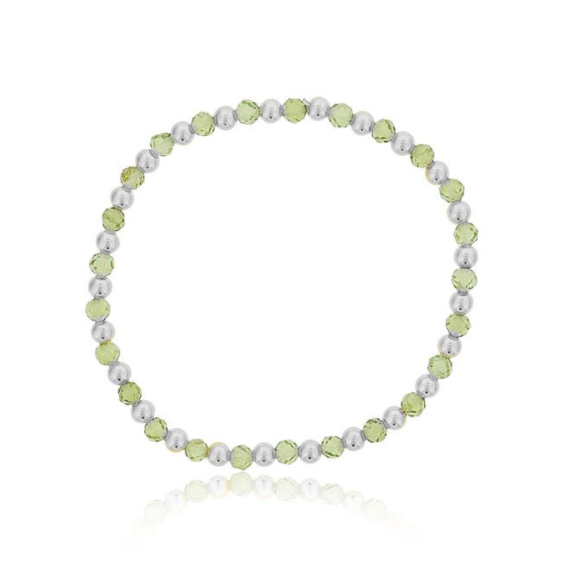 DEE BERKLEY Alternating Peridot & Silver Beaded Bracelet
