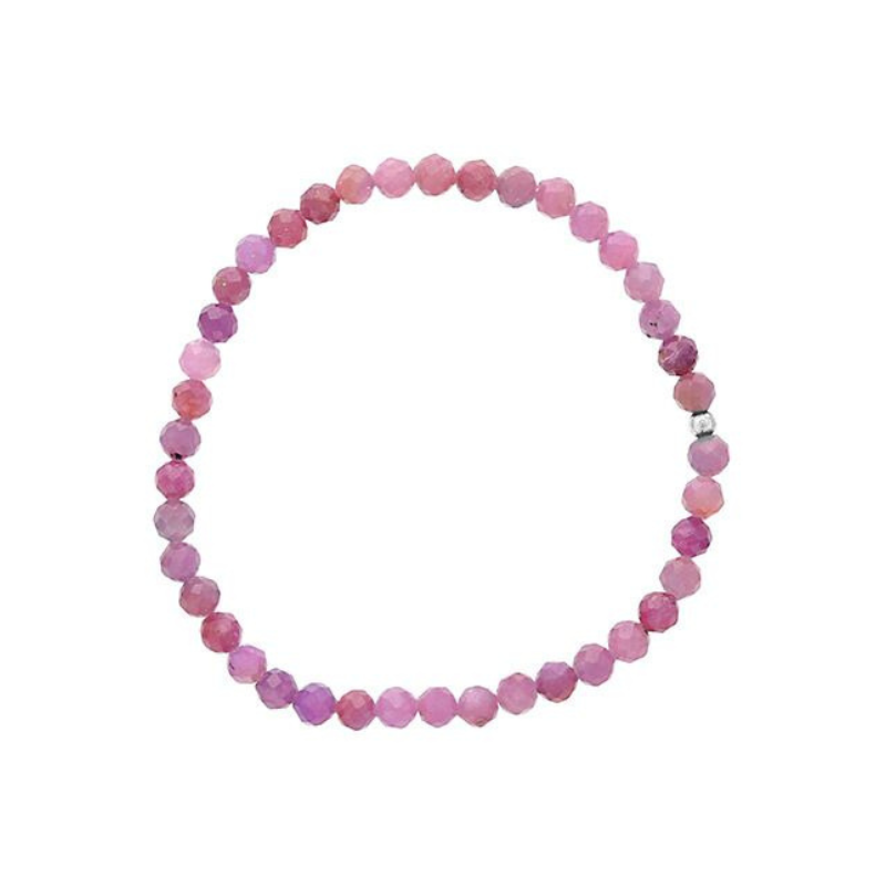 DEE BERKLEY Faceted Ruby Beaded Stretch Bracelet