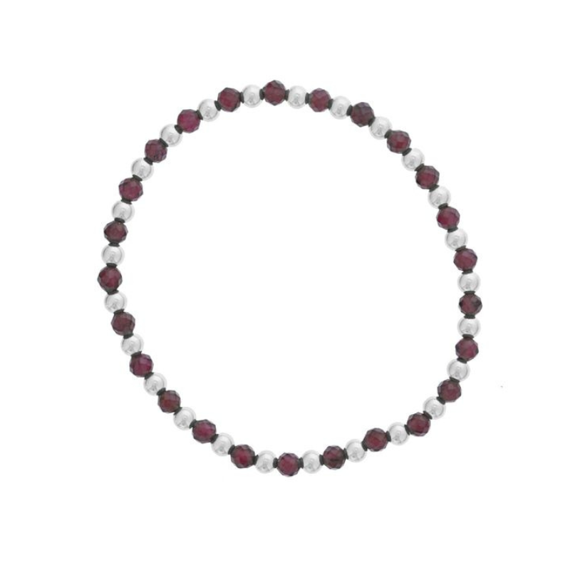 DEE BERKLEY Alternating Garnet & Silver Beaded Bracelet