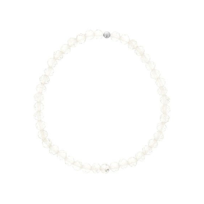 DEE BERKLEY Faceted White Topaz Beaded Stretch Bracelet