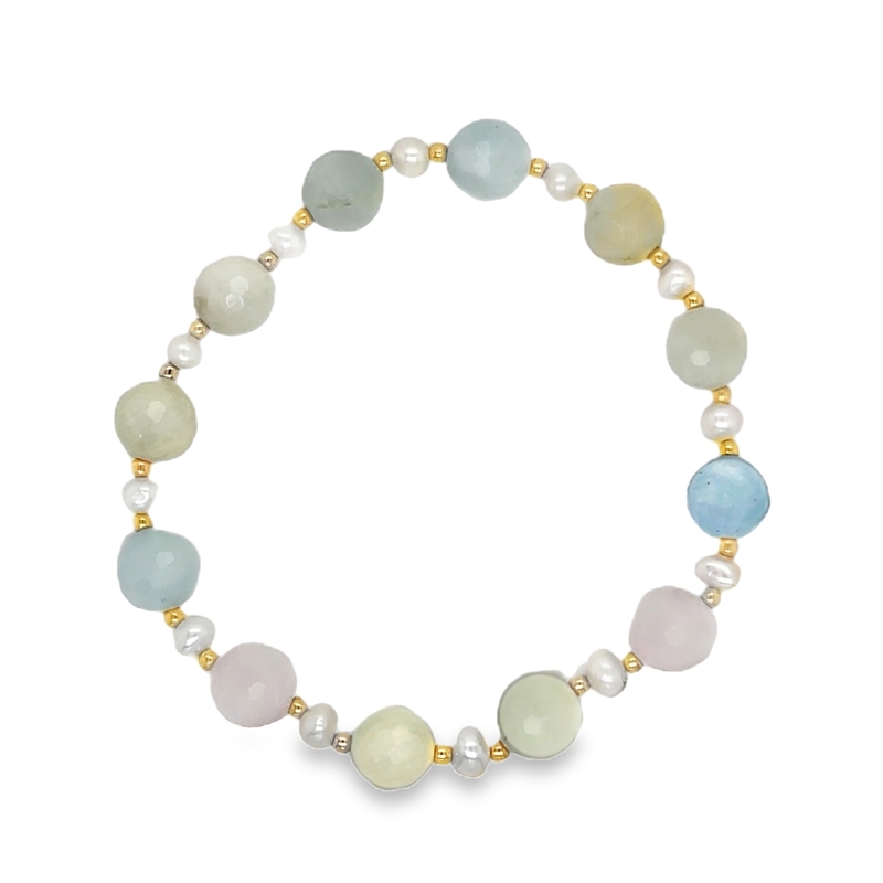 Morganite, Pearl & 14kt Gold Filled Gemstone Bead Bracelet