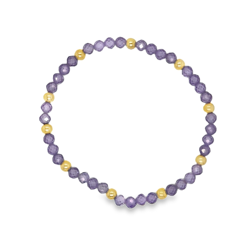 Tanzanite CZ & 14kt Gold Filled Gemstone Bead Bracelet