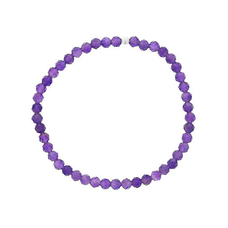 DEE BERKLEY Faceted Amethyst Beaded Stretch Bracelet