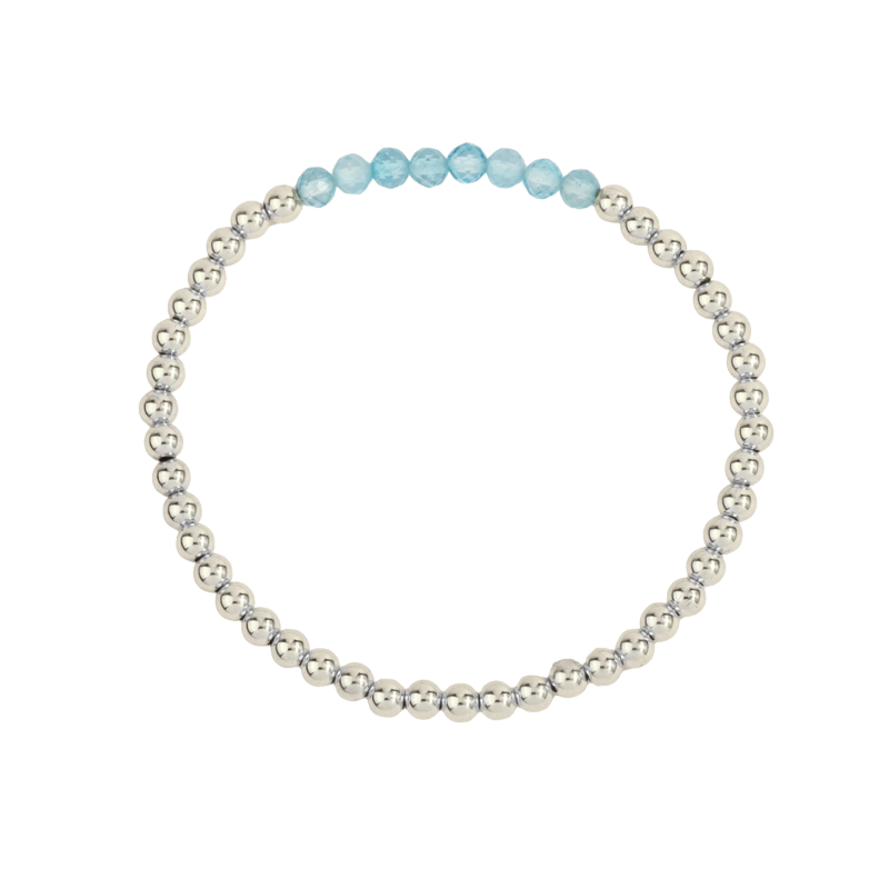 December SS Blue Topaz bar mini beaded bracelet